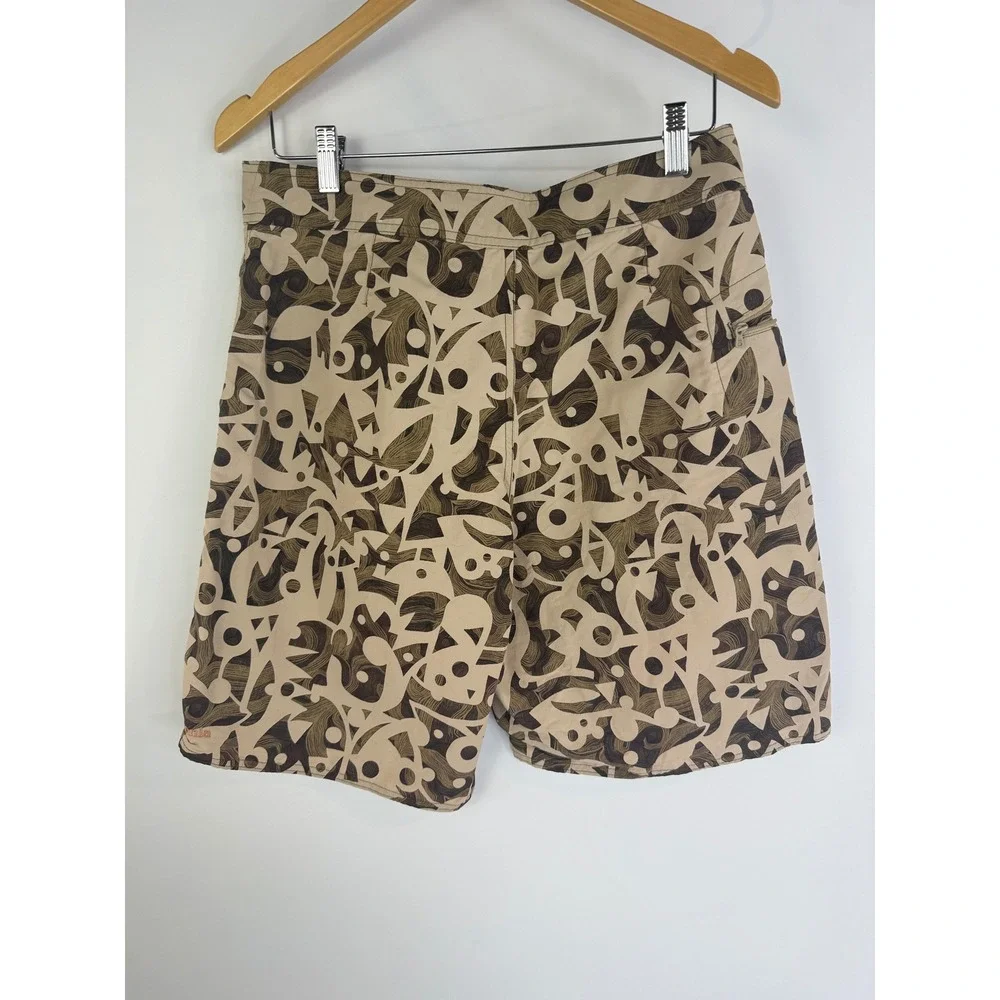 Patagonia Wavefarer Board Shorts Men 30 Peat Brown Oaxaca Abstract 86556